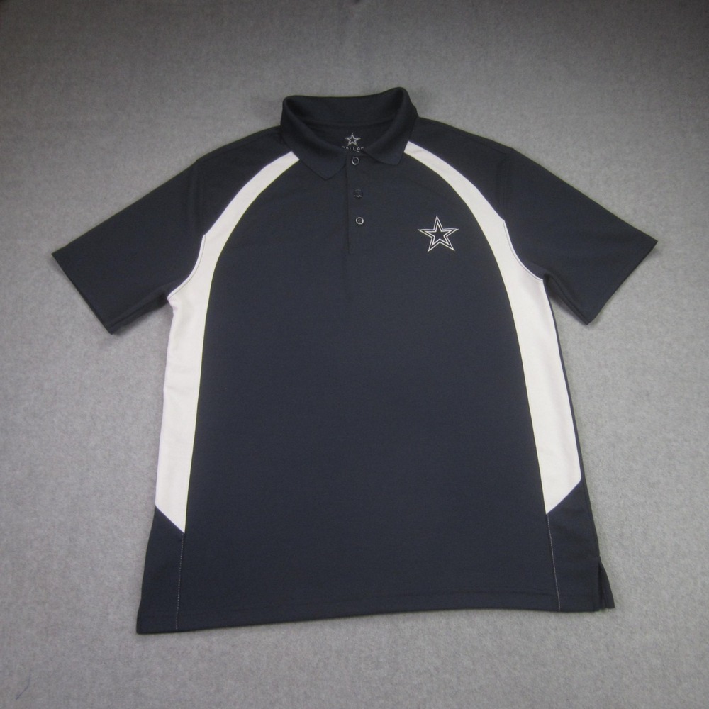 Dallas Cowboys Polo Mens M Blue Athletic Performance NFL Fan Gear Shirt READ